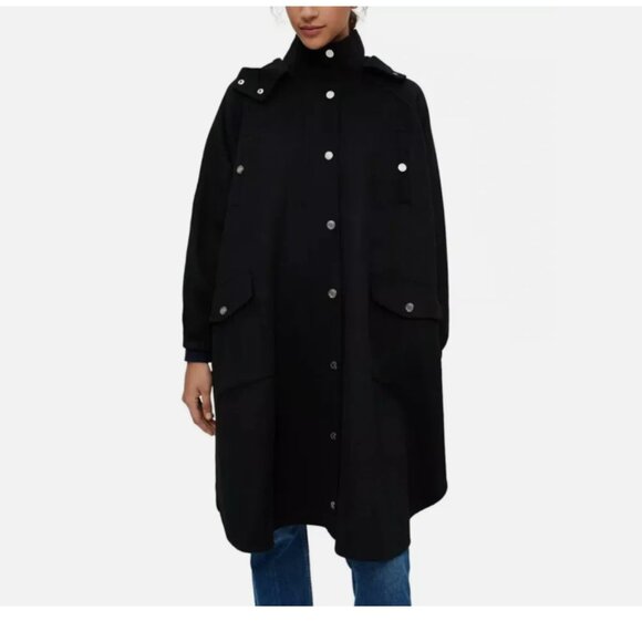 Maje Gape Oversized Hooded woven Coat - Picture 1 of 14